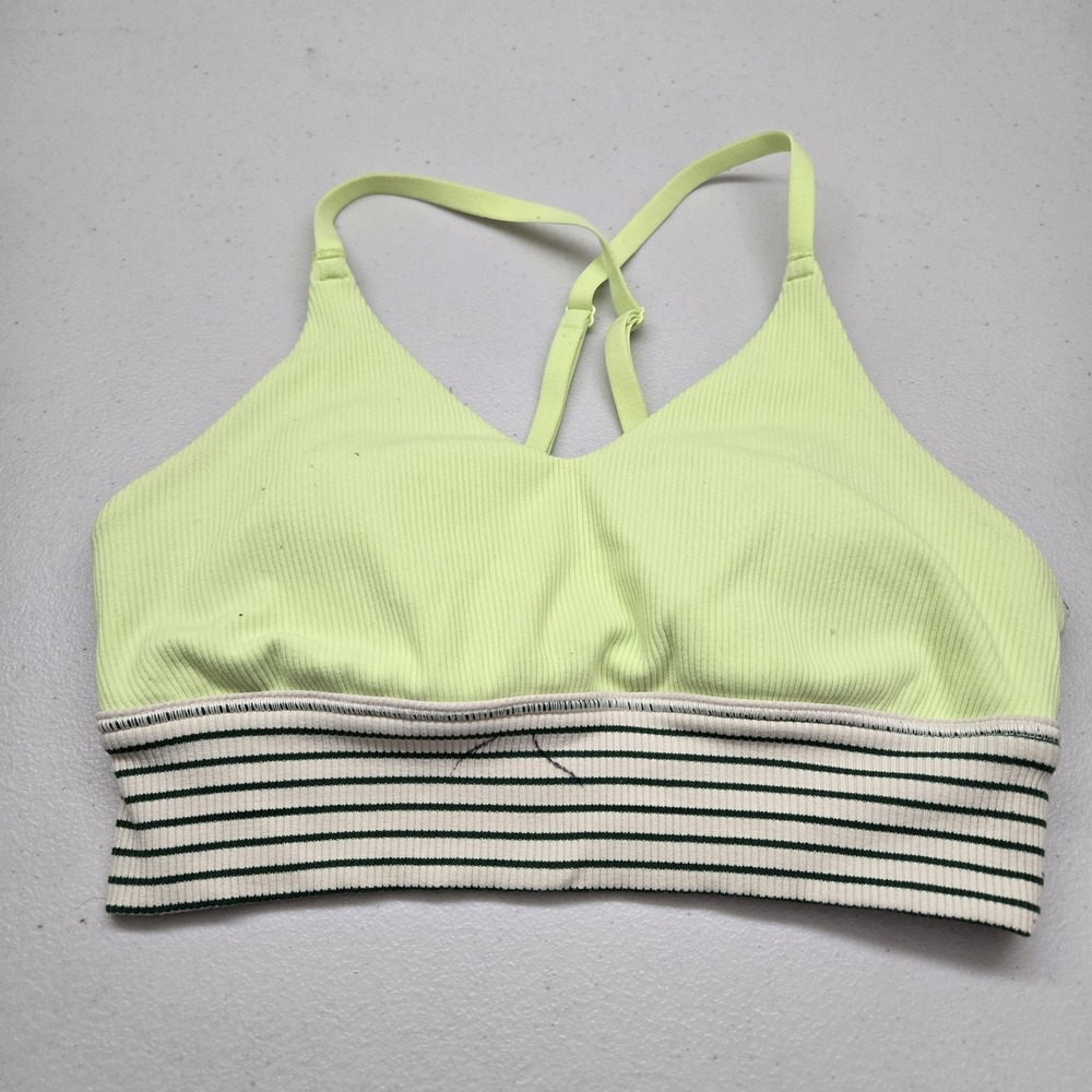 OFFLINE By Aerie Women Bra Small Green Striped STRETCH Bralette Wireless READ